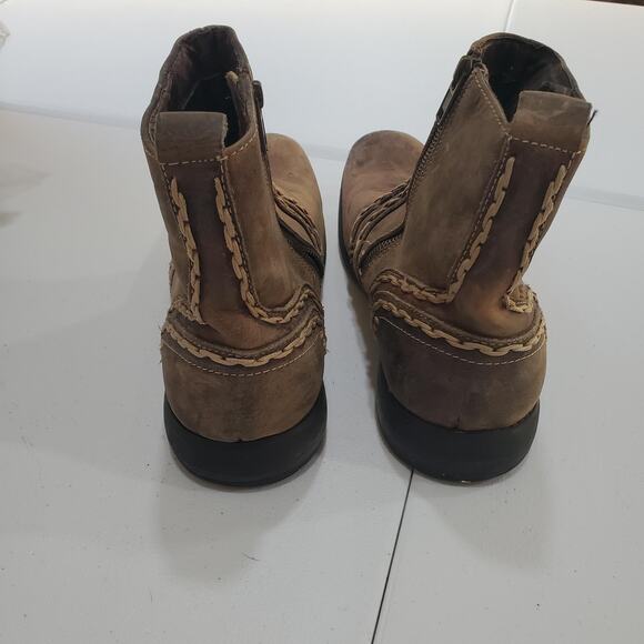 Bed Stu Boots Mens Size 10 Brown Leather Ankle Side Zip Whipstitch Distressed - Picture 4 of 11